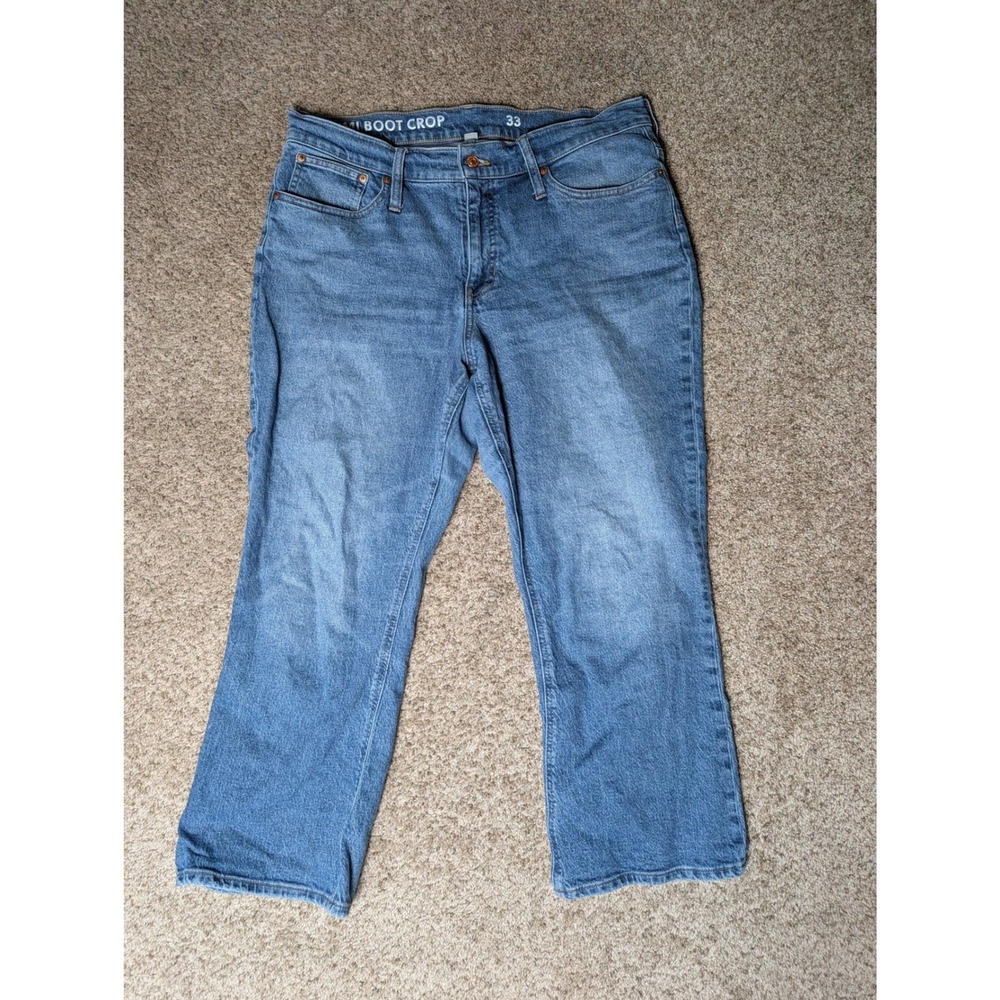 J crew billie Demi Boot Crop Jeans Light Wash Blue High Rise Denim Size 33